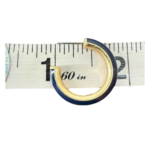 J. Jill Hoop Earrings Blue Enamel Gold Tone Post Lightweight Classic Versatile - Picture 10 of 11
